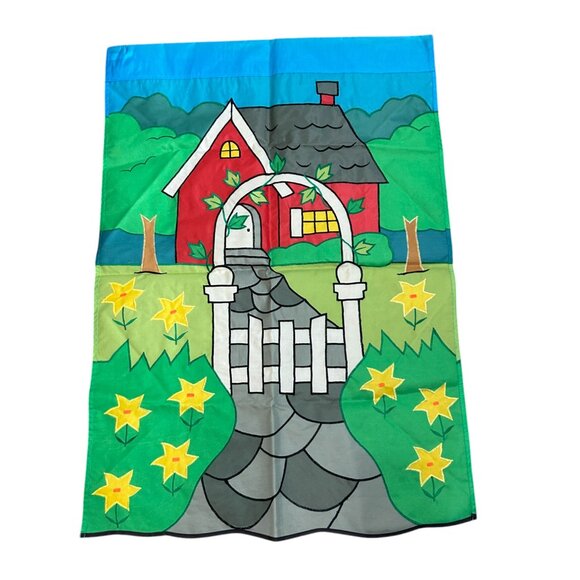 Vintage C&F Trading Yard Flag House Gate Garden Spring Summer Outdoor Nylon - Picture 2 of 7